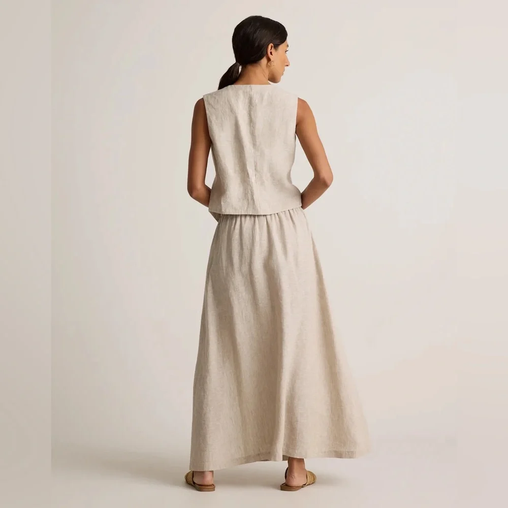 QUINCE NWT 100% european lInen maxi skirt -flax -medium - Picture 9 of 13